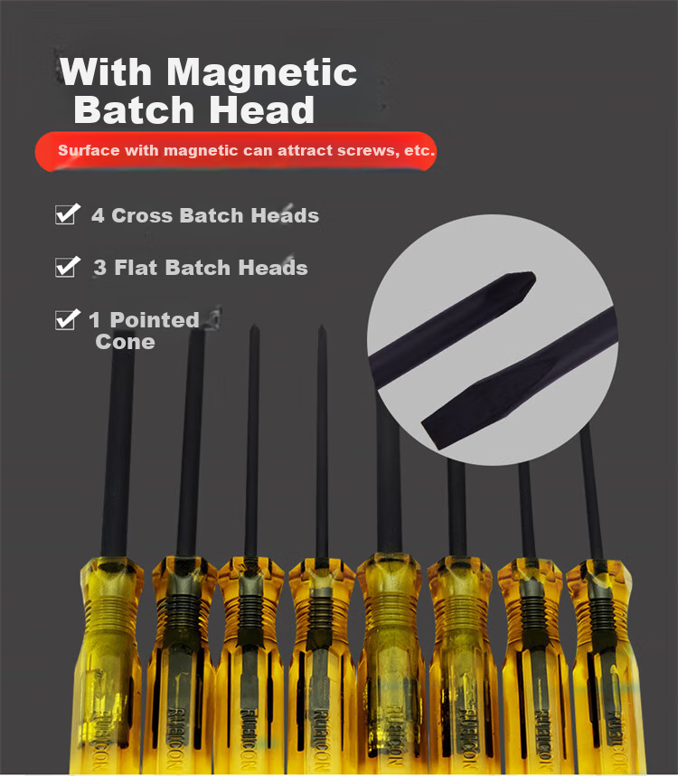 RUBICON Screwdriver Set, Household Multi-Functional, Phillips And Flathead, Soft Handle Screwdriver Set, 9-In 268P 8