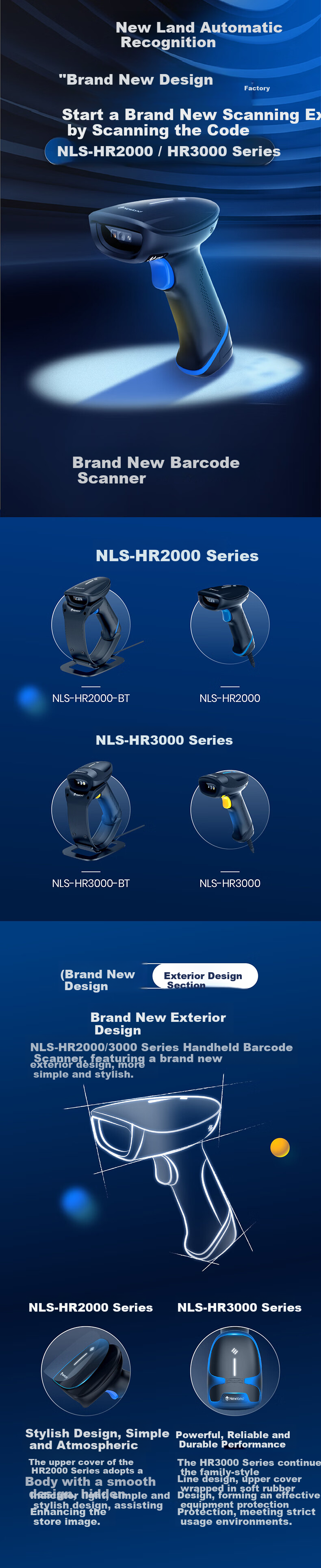 Newland HR3000-BT Barcode QR Code Reader, Payment Collection, Traceability Code Recognition, Retailer And Supermarket Scanner 1