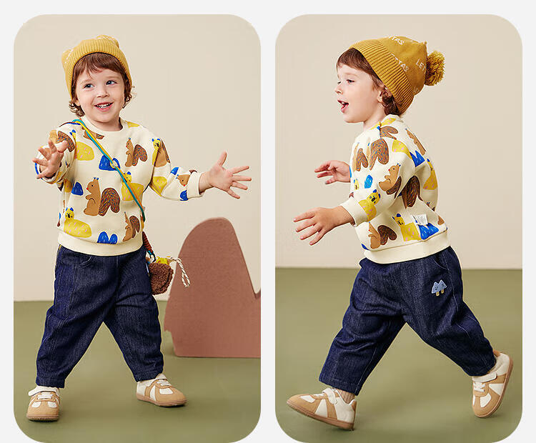Minibala Baby Boys and Girls Sweatshirt 2025 Winter Far-Infrared Heating Fleece-Lined Warm Top 7