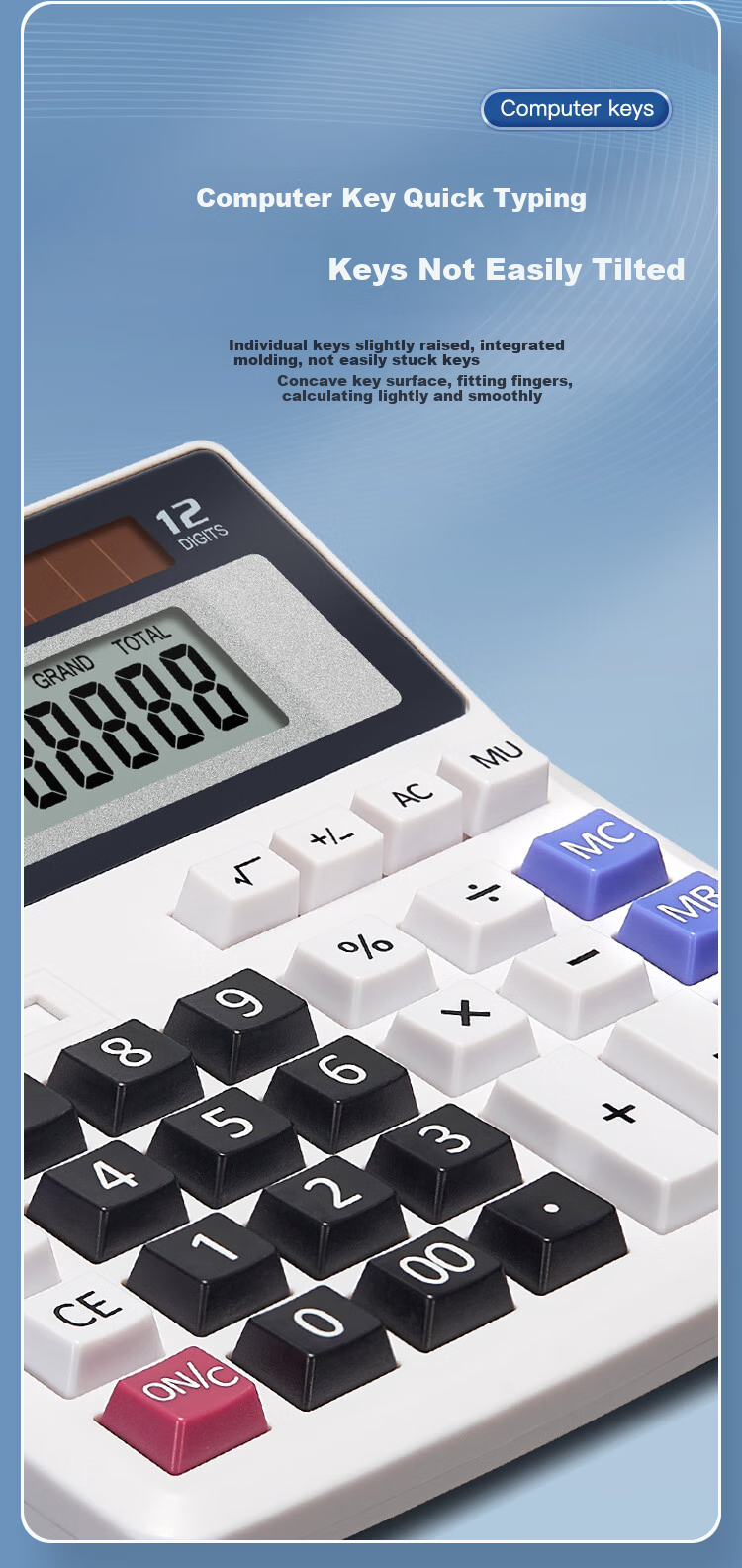 COMIX Classic Desktop Office Calculator, 12-Digit Large Screen Desktop Calculator, Student Office Stationery Supplies, C-837H 3
