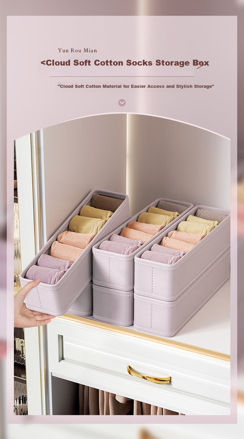 Bangnimeijia 2-Pack Underwear Storage Box, Foldable Drawer-Style Sock And Panty Organizer, Breathable And Moisture-Proof 1