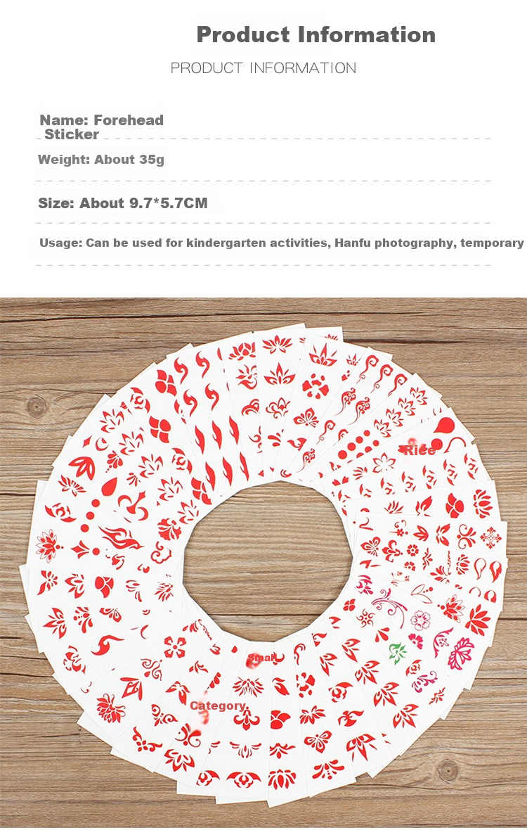 Danmiqi Children's Forehead Tattoo Stickers, Hanfu Ancient Costume Girls' Printed Stickers, Waterproof Forehead Stickers, Toy 2