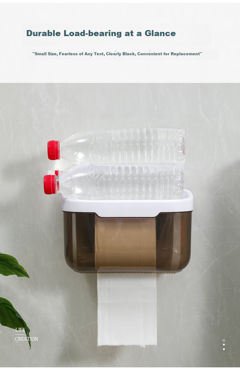 MENGTING Toilet Paper Holder, No Drilling Required, Bathroom Tissue Dispenser, Wall-Mounted Roll Paper Storage Rack, Waterproof Tissue Box 9