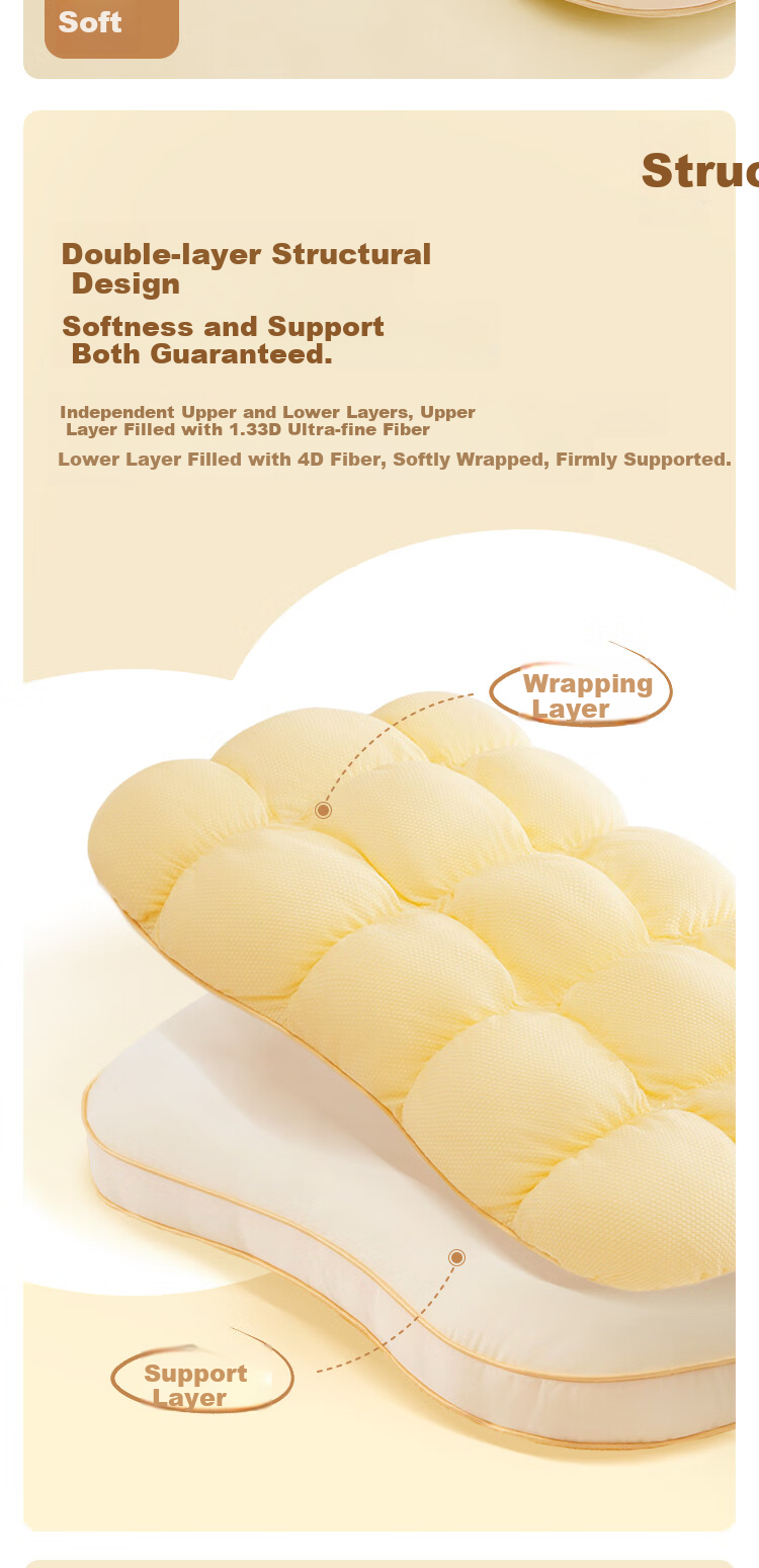 JD Original Puff Pillow, Soft And Fluffy Pillow with Antibacterial And Anti-Mite Properties, Class A Maternity And Baby Grade Soft Pillow, 40x60cm 3