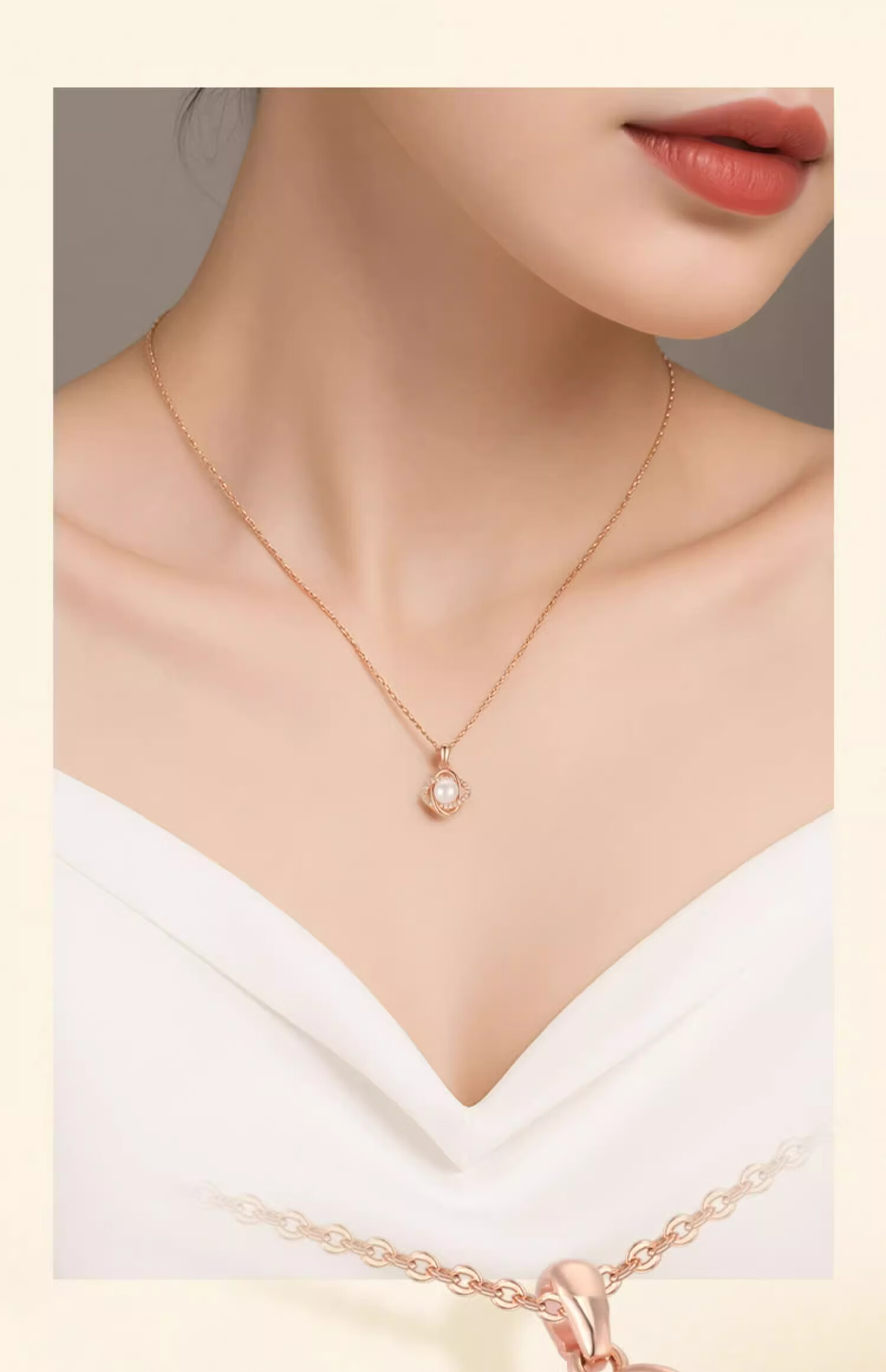 AJIDOU Women's Necklace, Fashionable And Elegant Freshwater Pearl Collarbone Chain, Versatile And Elegant Gift for Girlfriend Or Wife, Mid-Autumn Festival Present 3