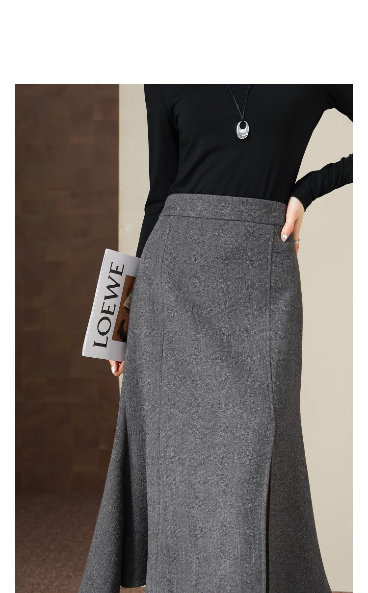 Demana Winter Elegant Structured Textured Tweed Fish Tail Petite Women's Skirt 1