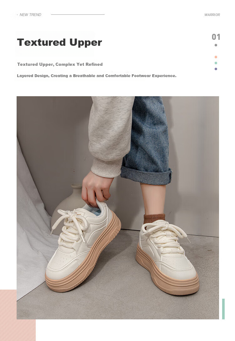 Huili Women's New Platform Sneakers, Thick-Soled Heightening Versatile Classic White Shoes for Women, J573Z, White, Size 39 1