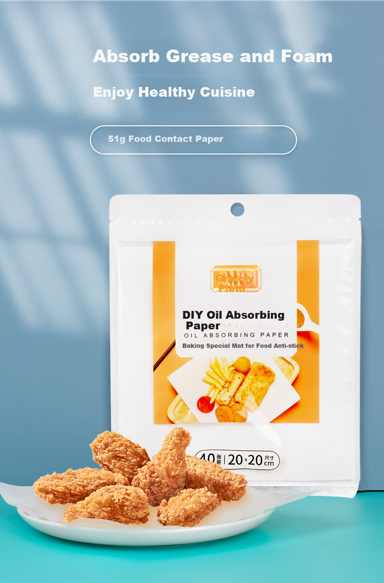 Fangcaodi Food Oil-Absorbing Paper, 40 Sheets, Filter Paper, Oil Strainer Paper, for Barbecue, Baking, Cooking, Soup Making, Oil Removal Paper, Cooking Oil Separator Paper 1