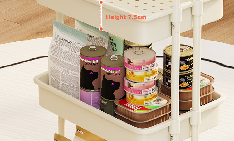 Yicainianhua Pet Supplies Storage Rack, Floor-Standing Movable Living Room Snack Cart, Baby Goods Shelf 1077 19