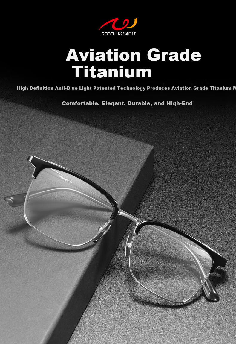 Xiyanghong Reading Glasses for Men And Women, High-End Pure Titanium High-Definition Anti-Blue Light Presbyopic Glasses E204Y, 250 Degrees 1