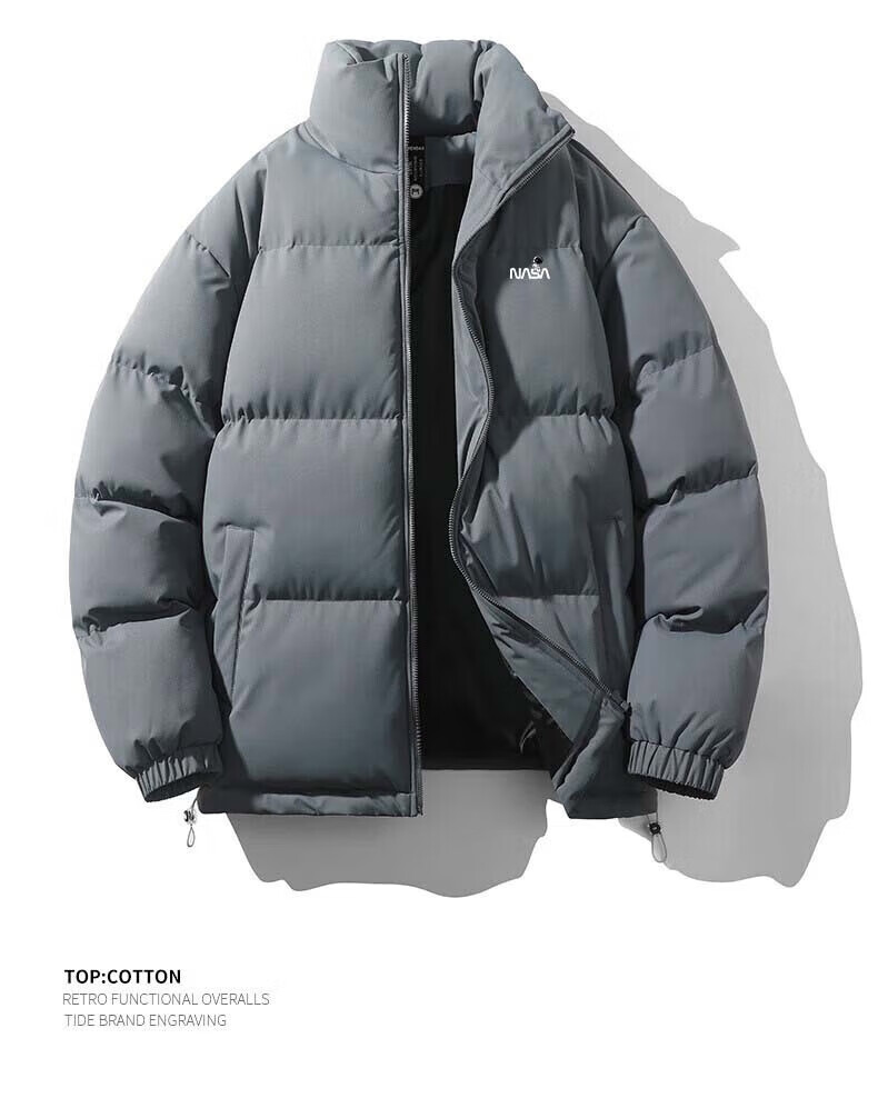 NASA MARVEL Men's Padded Cotton Jacket Winter Thickened Warm Bread Jacket Sports Couple Trendy Stand Collar Cotton Coat 2