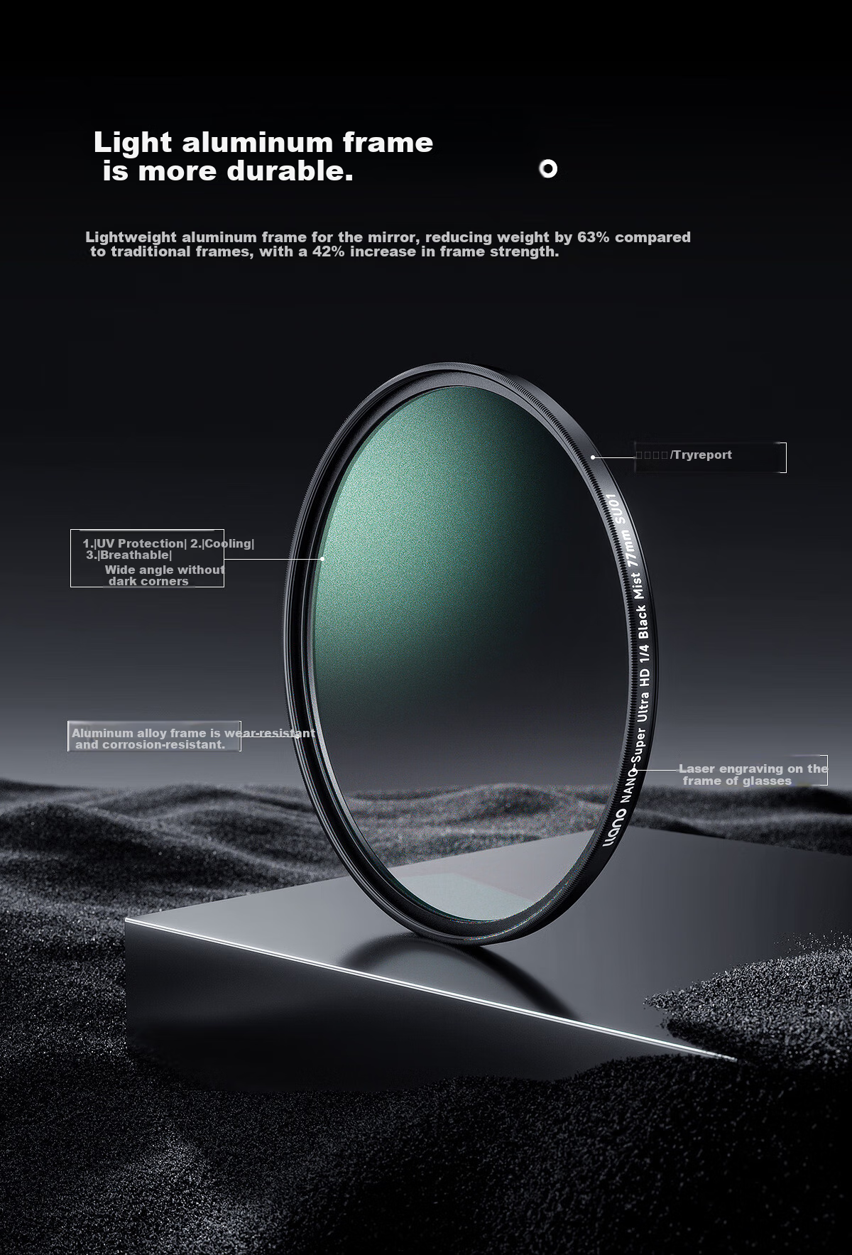 Llano 1/2 Black Soft Filter, 77mm Half-Stop Soft Lens, Diffusion Filter, Soft Focus Filter, Vignetting Filter, Portrait Light Softening Matte Shooting Beauty Mirror for Mirrorless And DSLR Cameras 2