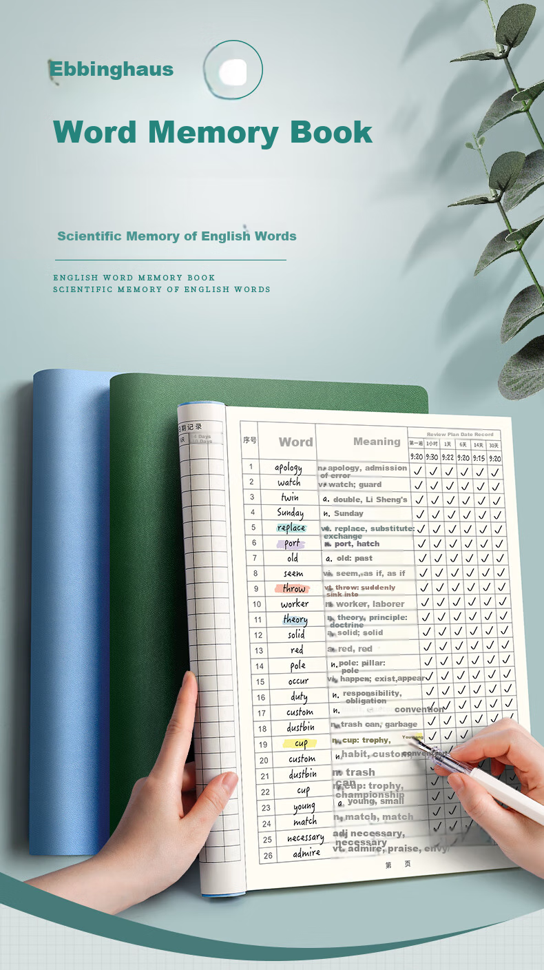 Ujia Aibin Haisi English Vocabulary Memorization Workbook for Middle And High School Students, Vocabulary Notebook for Postgraduate Exam Preparation, CET-4 And CET-6 Review, English Vocabulary Accumulation Book, Dark Gree 1