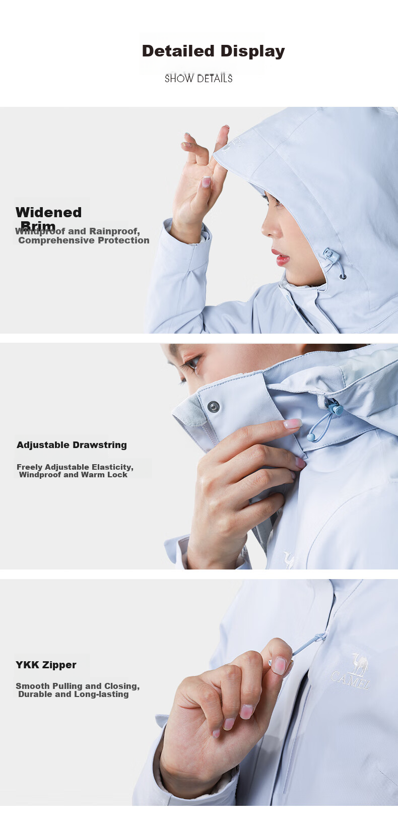 CAMEL Outdoor Jacket, Three-In Fleece-Lined Thick Waterproof Couple's Coat, Mountaineering Clothing, A9W114120-1X 24