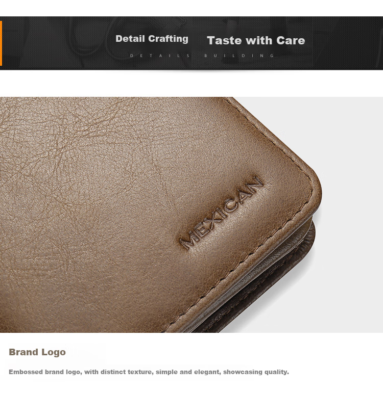 MEXICAN Men's Wallet, Top-Grain Leather, Soft Vertical Style, Multifunctional Short Card Holder, Practical Billfold 11