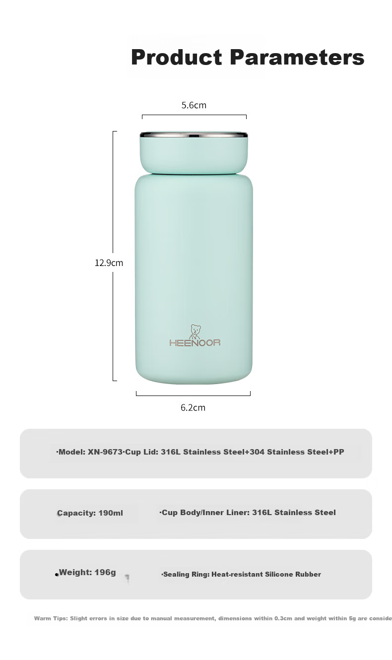 Heenoor Insulated Mug for Women, 316L Stainless Steel Water Bottle, Stylish Outdoor Portable Pocket Cup, Holiday Gift 11