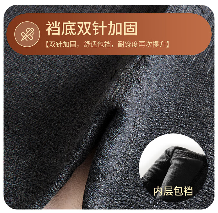 Langsha Thermal Cotton Wool Men's Thickened Fleece Lined Heated Base Layer Pants Winter Knee Support Patch Waist Thick Fleece Long Johns 17