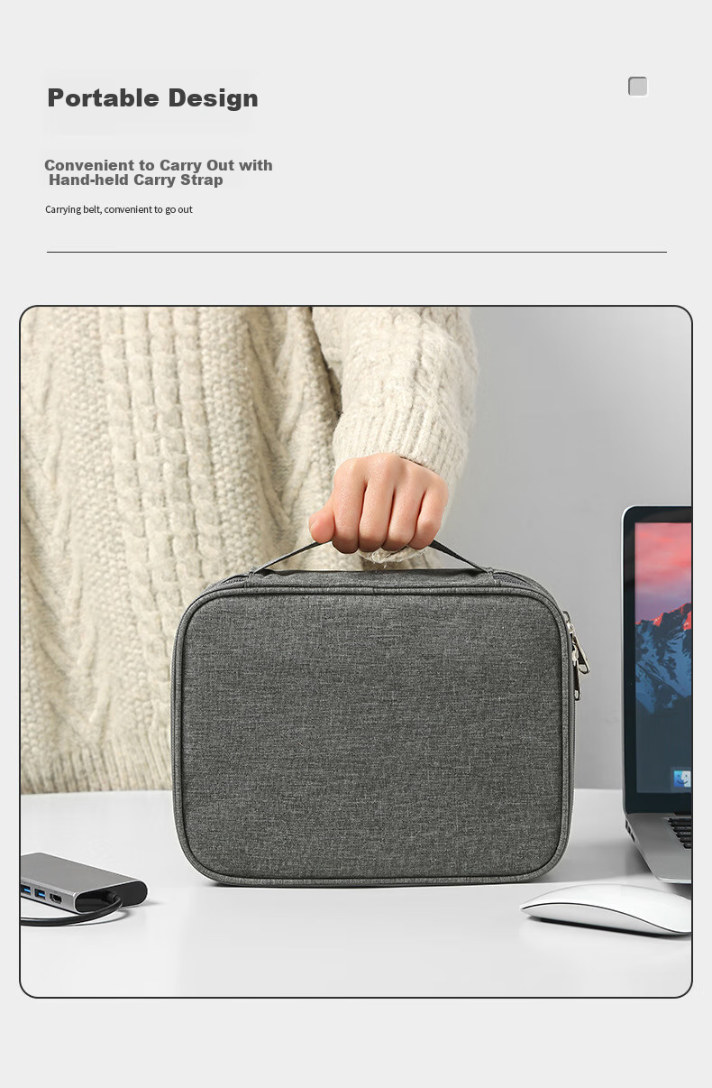 Youjialiangpin Data Cable Storage Pouch, Portable for Travel, Oxford Fabric, Double-Layer Design, Dust-Proof And Waterproof 7