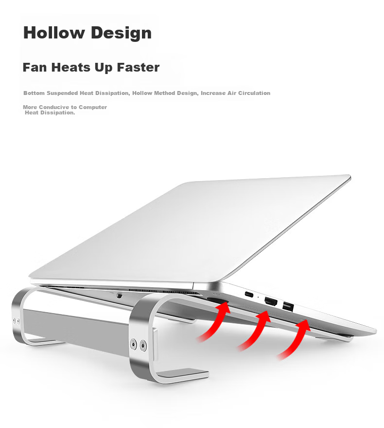 Jiasu Laptop Stand, Computer Stand, Cooling Stand, Aluminum Alloy Desk Stand, Laptop Riser, Suitable for Tablets, Laptops, Gaming Laptops And Other Devices, Silver Color 9