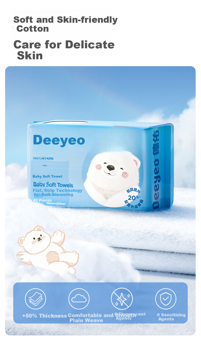 Deyou Baby Soft Wipes, Disposable Face Towels, Wet And Dry Use, Thickened Facial Cleansing Wipes, 80 Sheets * 18 Packs, Bear Patter 4