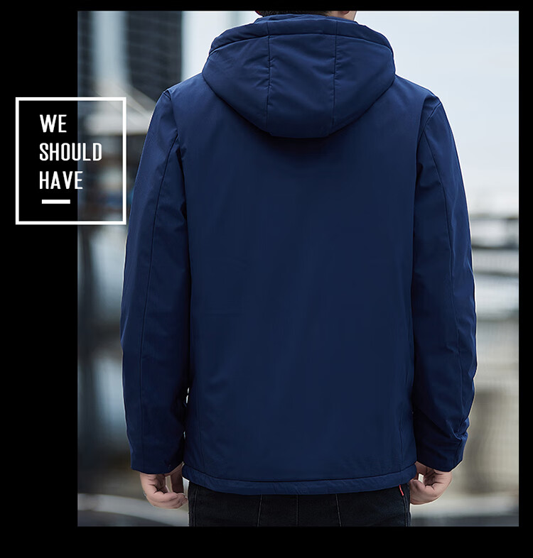 JEEP Men's Autumn Winter Casual Thickened Warm Outdoor Sports Cotton Jacket Dark Blue XL 6
