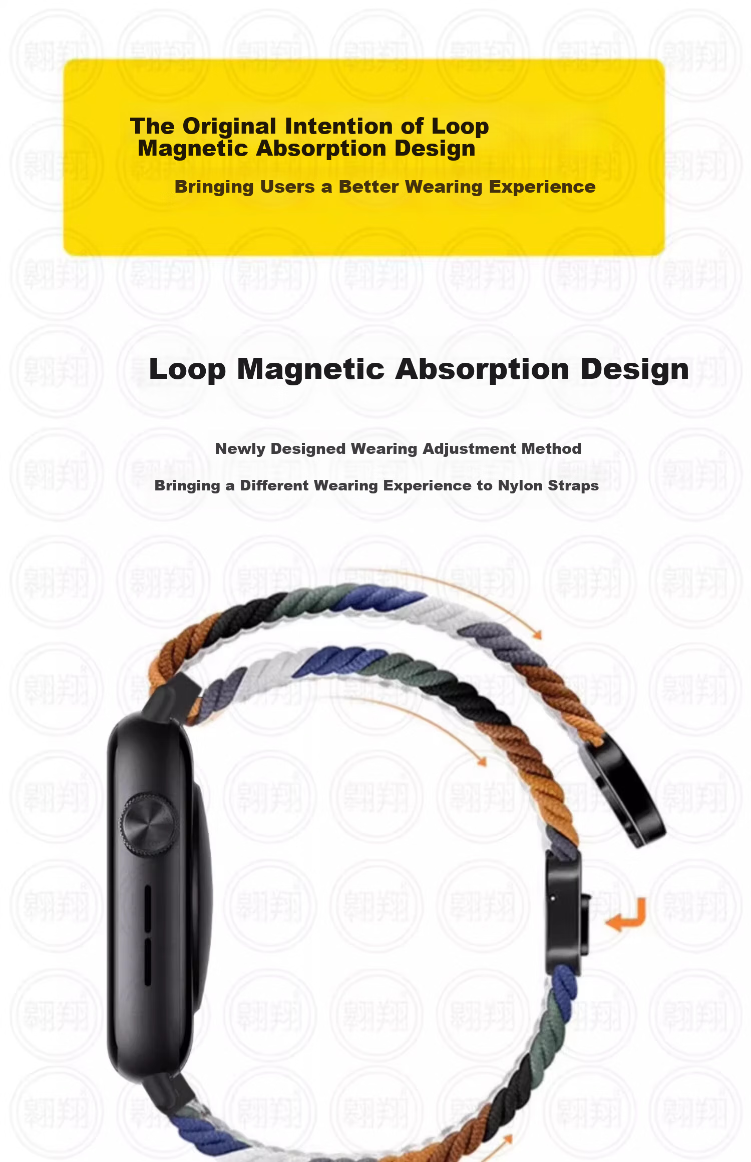 CHENSONG Compatible with HONOR Watch 5 Strap, Braided Style with Folding Clasp, Nylon Loop Wristband, Black Chocolate 8