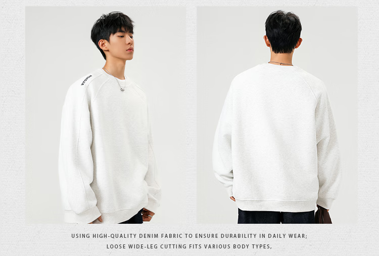 Dingfengbaoluo American Style Crew Neck Sweatshirt Men Autumn Patchwork Casual Loose Fit Long Sleeve Top QWE37 Black XL 3