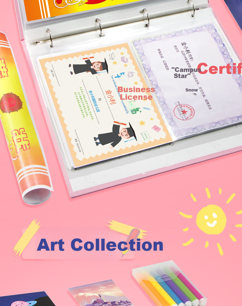 Jindeli Elementary School Student Certificate Collection Album, A4 Honor Certificate Storage Book, Children's Picture Work Preservation Loose-Leaf, Middle And High School Graduation Souvenir Album, Birthday Gift Photo Album, Blue CB2014 13