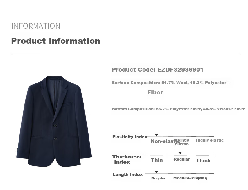 Goldlion [Machine Washable Wool/anti-Static] Men's Business Suit Jacket, High-End Version, Cool Style, Navy Blue, Size 48A 5