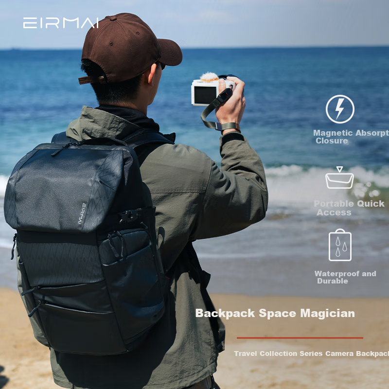 EIRMAI F3D Camera Bag, Peregrine Falcon Series, Suitable for Mirrorless And DSLR Cameras, Compatible with Nikon, Canon, Sony Digital Cameras, Storage Bag, Multifunctional Large Capacity Backpack, Dazzling Black, 16L