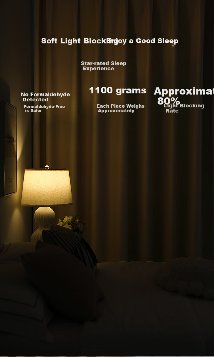 JD Original High-Precision Gray Curtains, Blackout Curtains for Bedroom And Living Room, Sunshade Curtains with Hooks, Width 1.5m * Height 2m 4