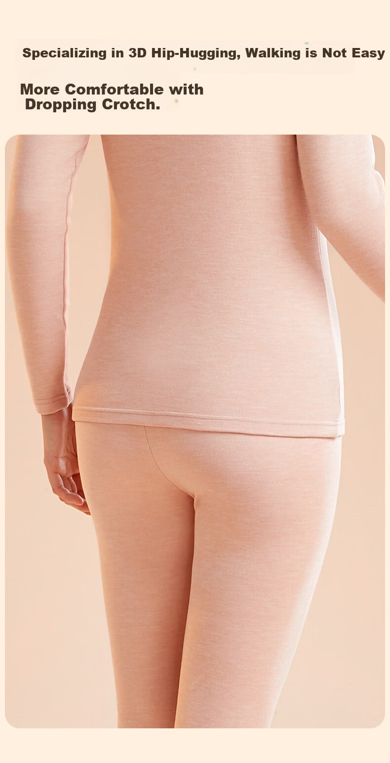 Fentengkean Thermal Underwear for Women, Thick Warm Anti-Cold Yang Ion High-Elastic Slim Base Layer Autumn Top And Pants Set, Christmas Gift 33