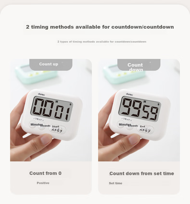 Dretec Japanese Kitchen Timer Alarm Clock, Countdown Timer, Baking Reminder, Household Baking And Soup Cooking Timer, White 5
