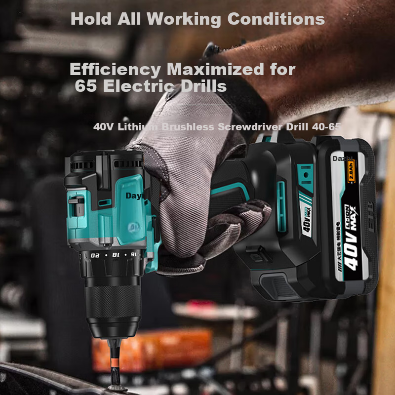 Dayi Electric Drill, 40-65 Brushless Lithium Drill, 40V Dual-Speed Rechargeable Multi-Function Handheld Drill (Bare Tool)