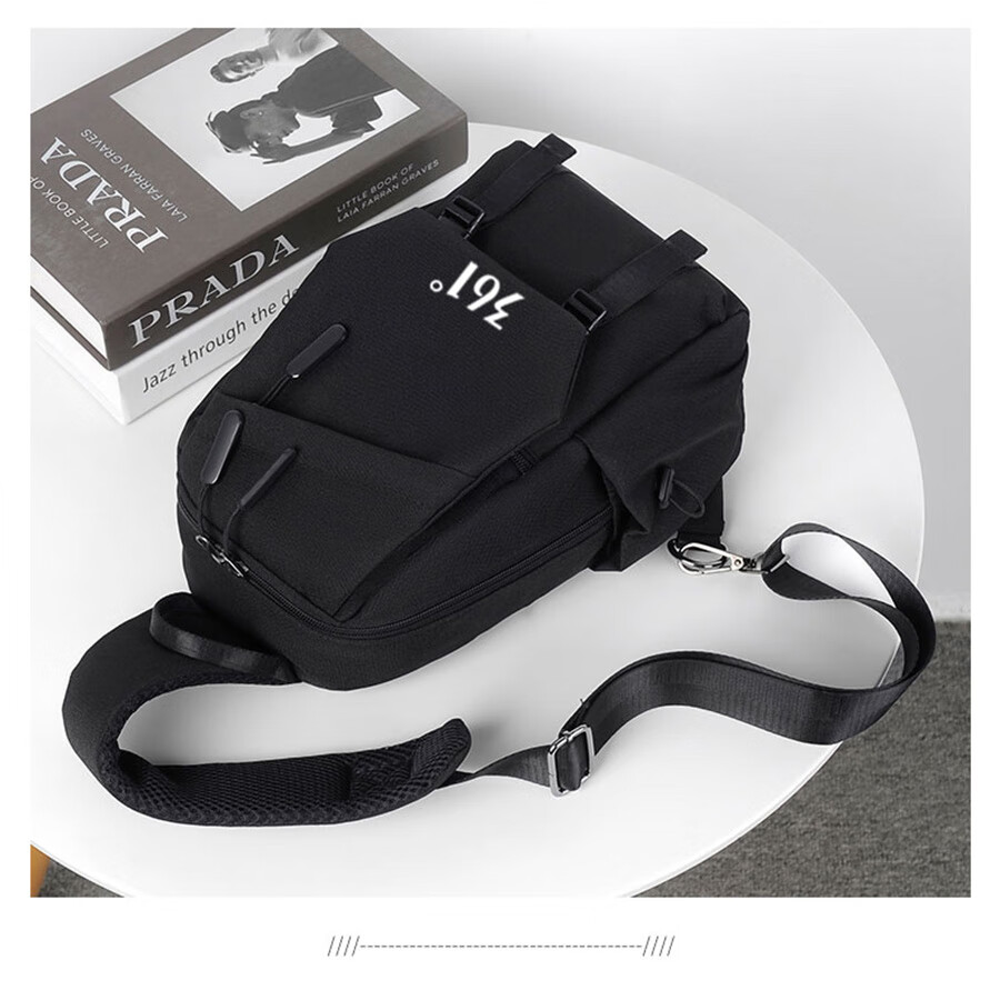 361° Men's Large Capacity Chest Bag Crossbody Sports Commuter Casual Cycling Shoulder Bag Black 12