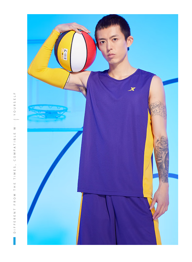 XTEP Professional Basketball Competition Uniform, Summer Quick-Dry Breathable T-Shirt And Shorts Set, Fitness Running Versatile Sportswear 7