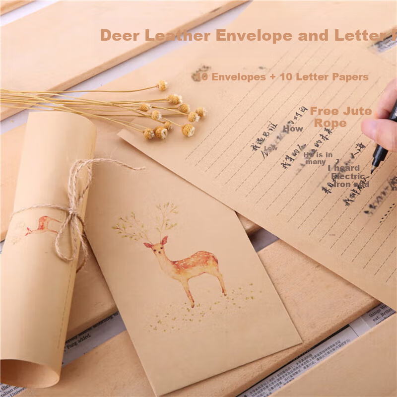 Shiluode Envelope And Letter Set, Birthday Gift, Vintage Fresh Love Letter Stationery, Simple Artistic 10 Envelopes And 10 Sheets of Paper
