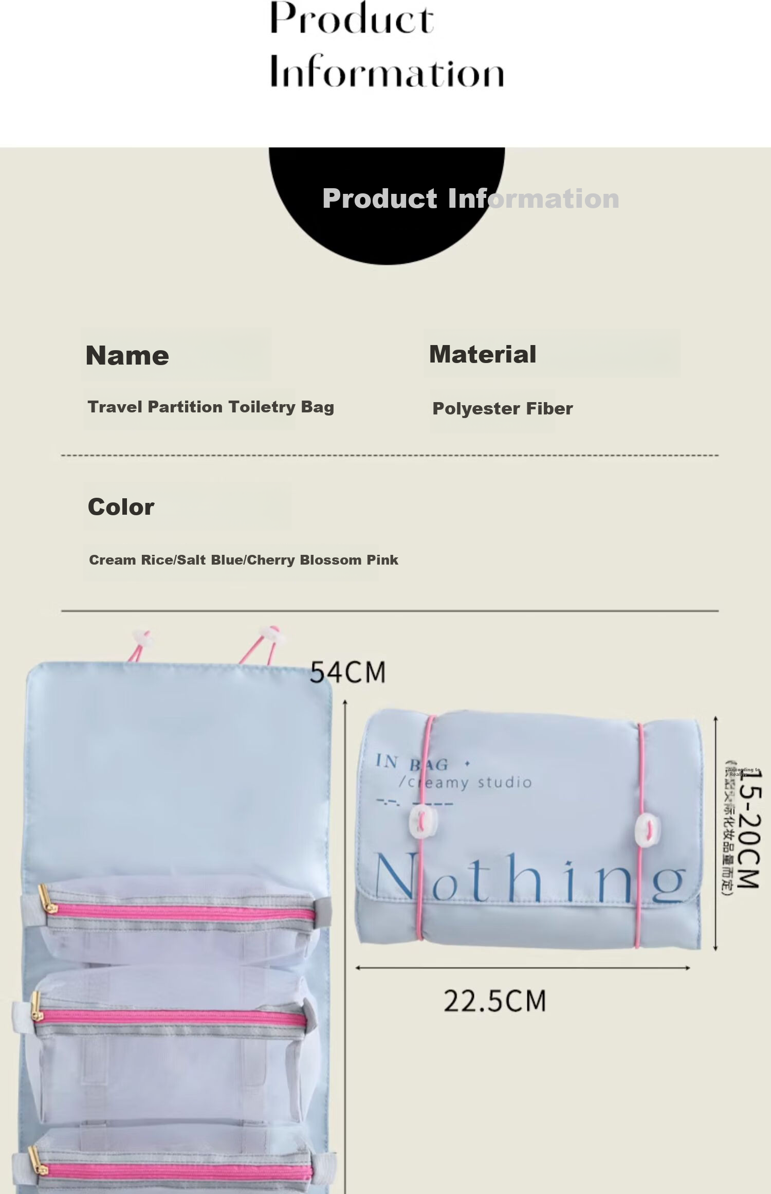 Fanyejia Foldable Travel Makeup Bag for Women, Portable Large Capacity Toiletry Bag, Storage Pouch, Travel Essential, Skincare Four-I 22
