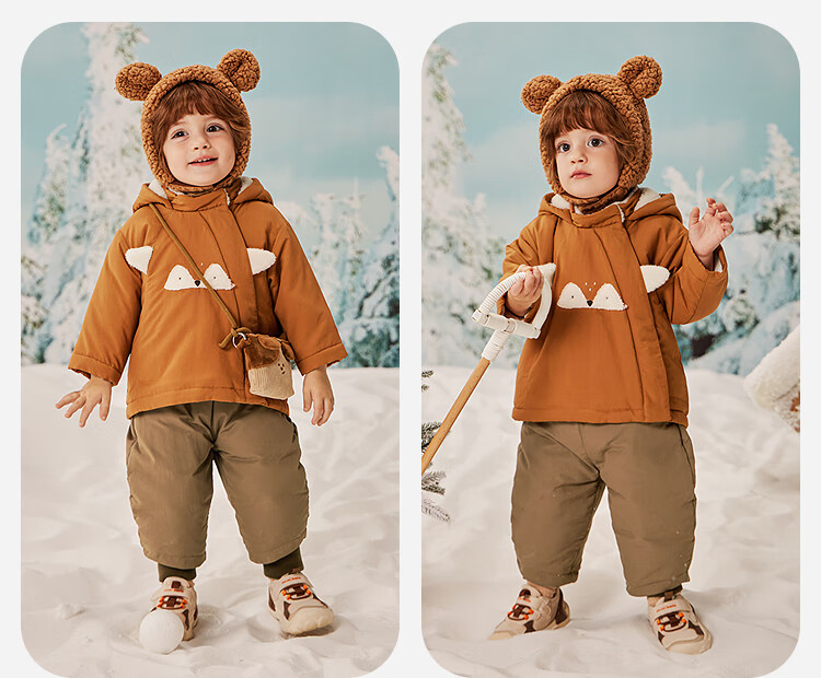 Minibala Kids Boys Girls Water and Oil Resistant Cotton Jacket Cute Baby Infant Coat 2025 Winter 3