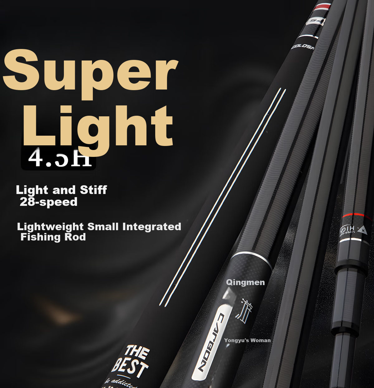 Xiaozaochuan Brand Fishing Rod, Pure Imported Carbon Fiber, All-Purpose Fishing Pole, Ultra-Light Hard Top Fishing Rod, Hand Rod Ten Great, 5.4m 1