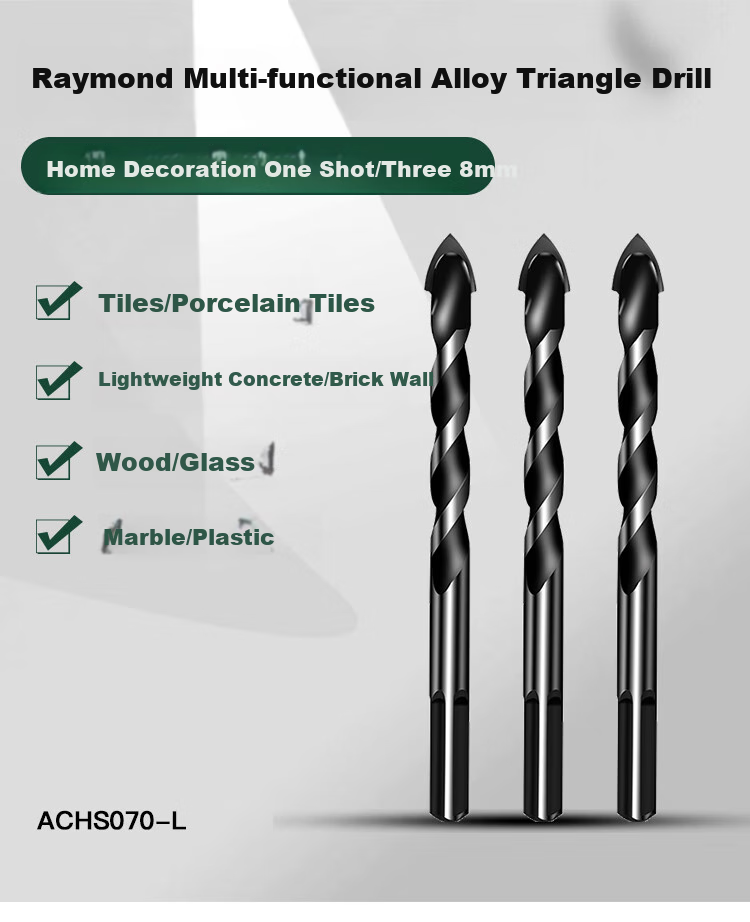 Raymond Four-Blade Serrated Eccentric Drill Bit for Tile and Concrete, Electric Hand Drill, Angled Drill Bit 6/6/8/8mm 1