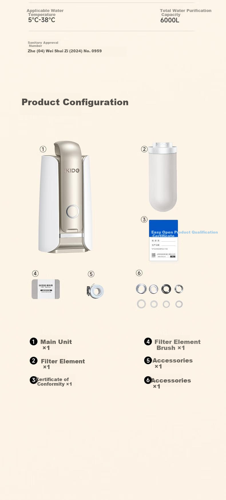 Yikaide Water Purifier Home Direct Drinking Water Machine High Flow Kitchen Water Purifier No Electricity Required Zero Wastewater Countertop Ceramic Diatomaceous Earth Filter Ultrafiltration Wastewater-Free Water Purification Machine C1 Pro 14