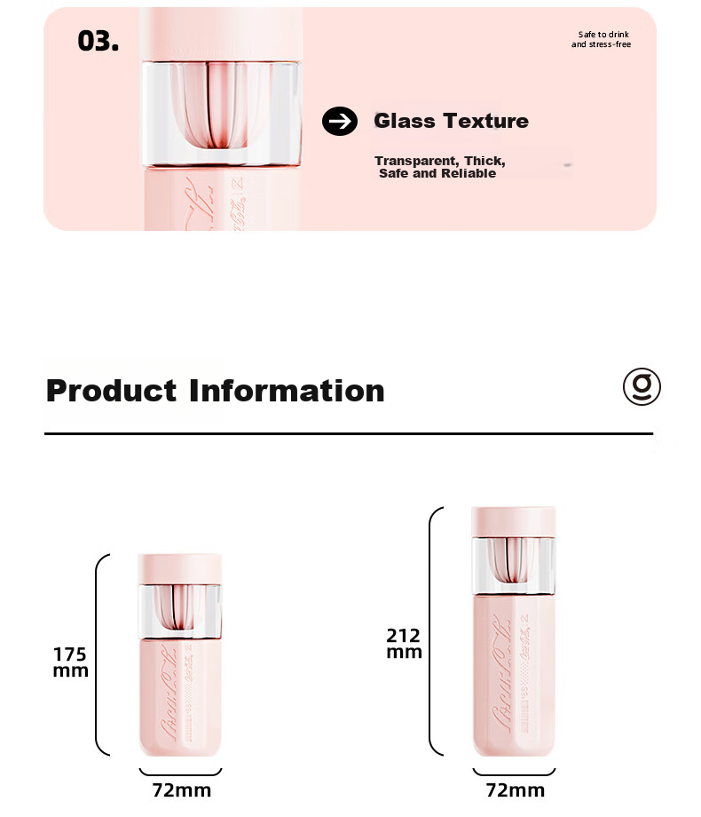 Germ Coca-Cola Tea Separation Glass Cup, High-Value Floral Tea Cup for Women, Car Cup Holder, 550ML, Sparkling Purple 14