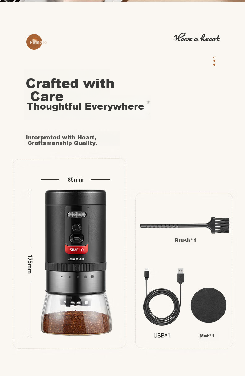 SIMELO Electric Coffee Grinder, Home Use Coffee Bean Grinder, Portable Hand-Cranked Coffee Machine, Mid-Autumn Festival Gift 12