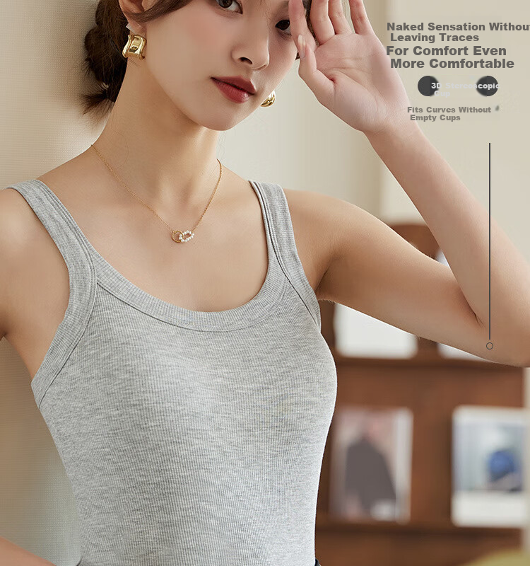 LangSha Wireless Bra Vest for Women with Built-in Chest Pad, One-piece Innerwear, Plus Size, Sexy, Versatile, High Elasticity, Breathable Camisole 18