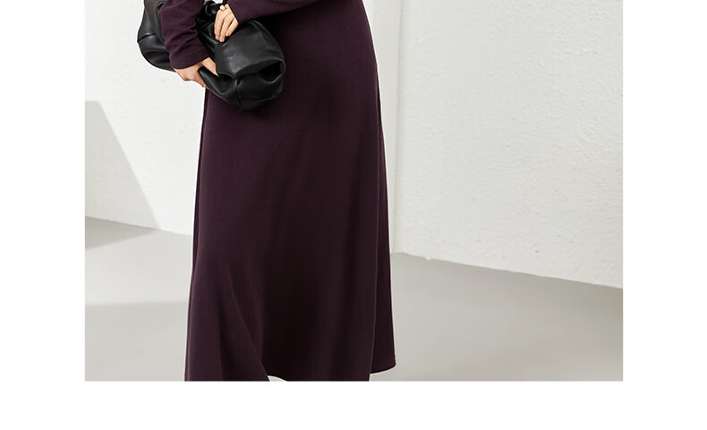 Fansiman Commuter Polo Collar Dress for Women Autumn New Slim Fit Shoulder Long Dress Mulberry Purple M 7