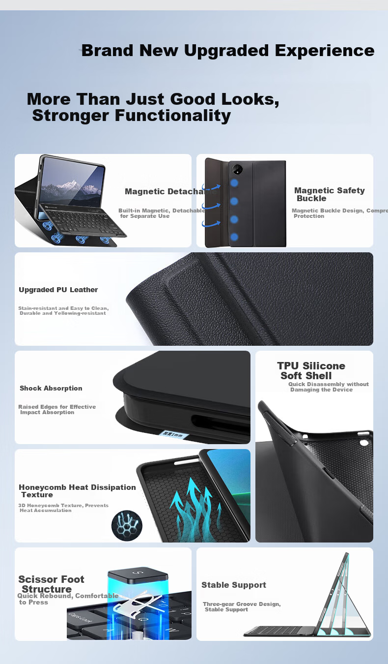 MAGUS Keyboard Case for Honor Tablet 10, 12.1-Inch Protective Cover, Full Protection Anti-Drop Soft Light Version, Magnetic Detachable Bluetooth Keyboard And Mouse Set 4