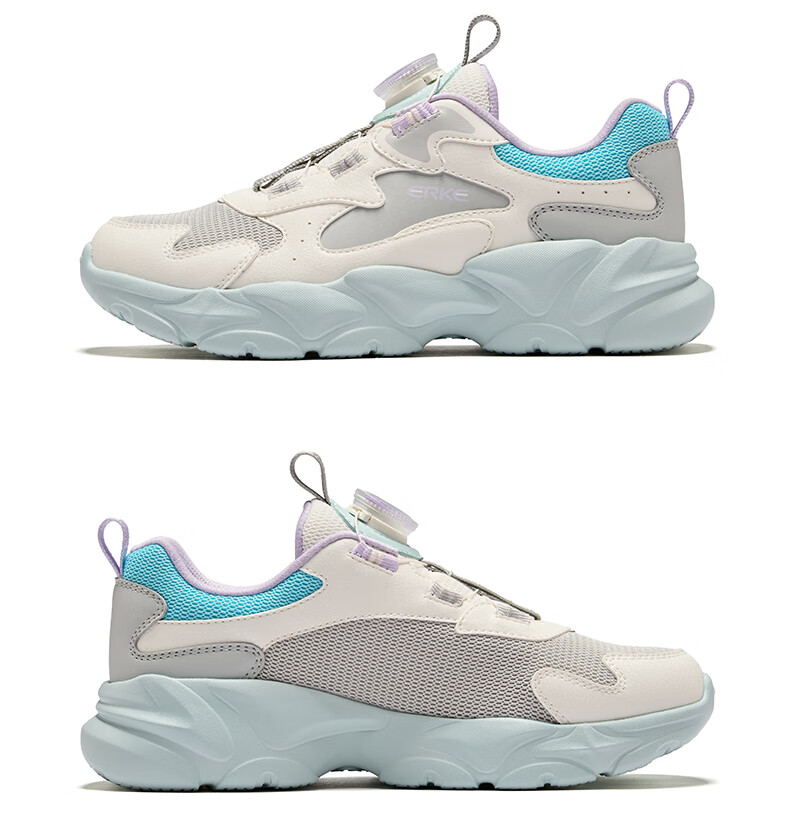 ERKE Kids Casual Shoes Boys and Girls Mesh Breathable Cushioning Running Shoes Microcrystal White/Moonstone Gray/Steel Gray Size 37 72
