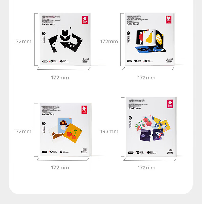 Babycare Black And White + Color Visual Tracking Training Cards, Newborn Enlightenment Early Education Cards, Educational Toys, Follow-The Cards Level 1-4 14