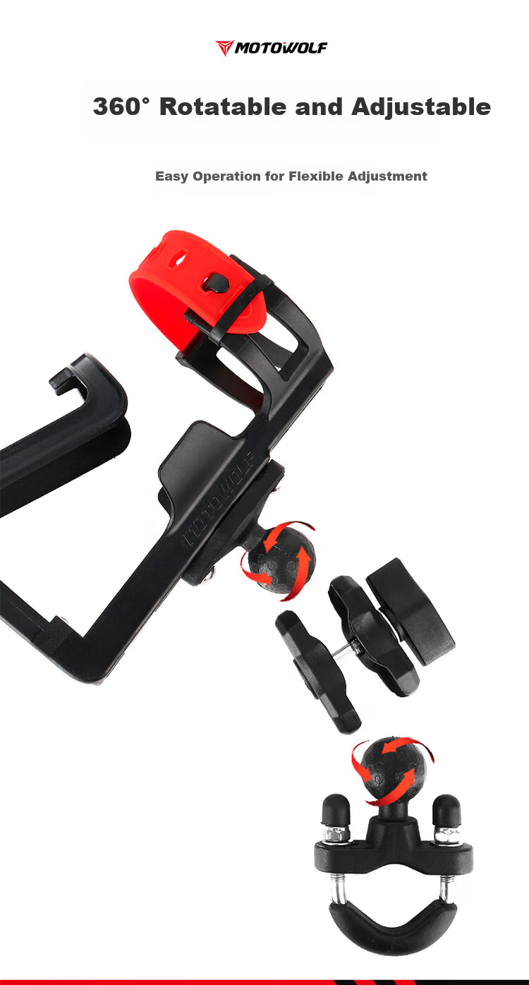 MOTOWOLF Motorcycle Bicycle Water Bottle Holder, Cup Stand, Cycling Mineral Water And Beverage Rack, U-Shaped Cup Holder 6